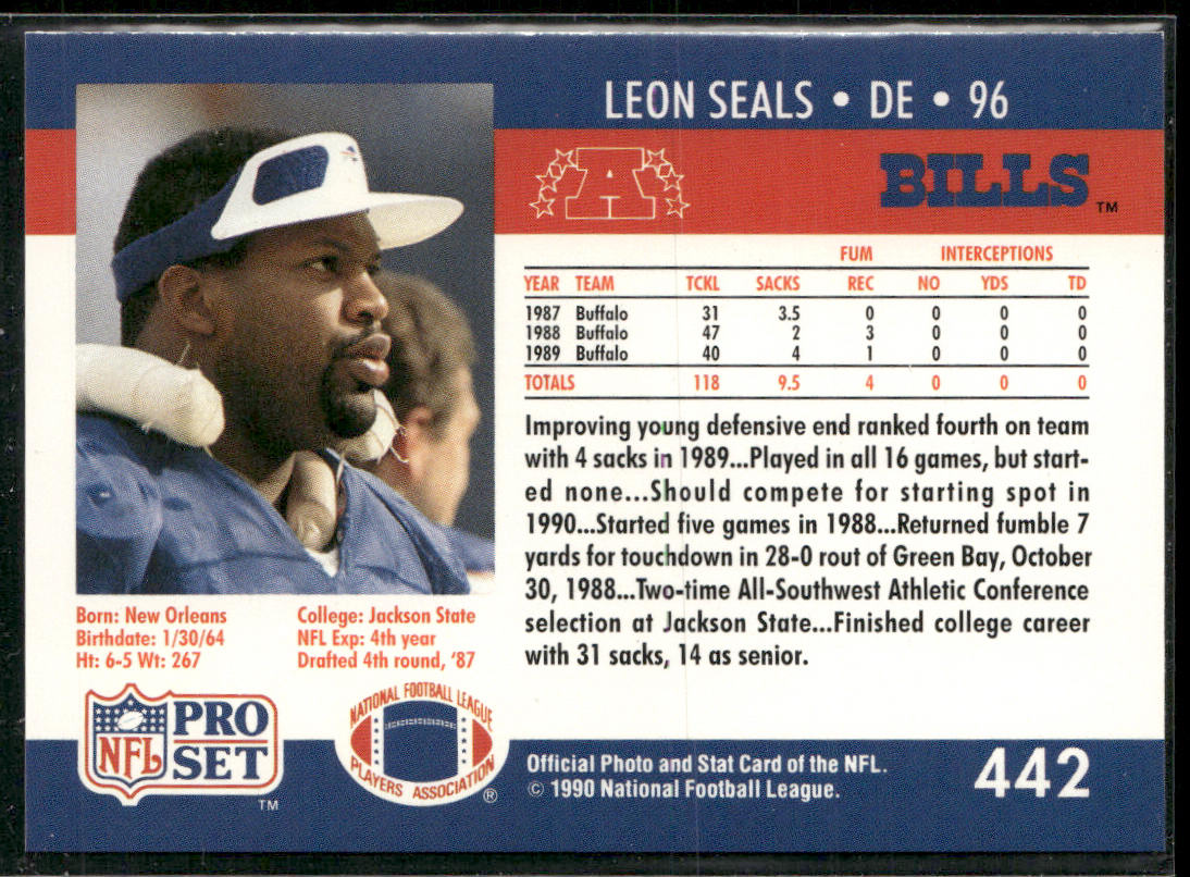 Leon Seals 1990 Pro Set #442 RC Buffalo Bills