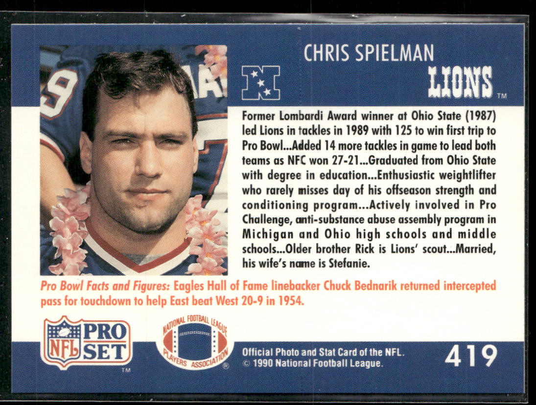 Chris Spielman 1990 Pro Set #419 Detroit Lions