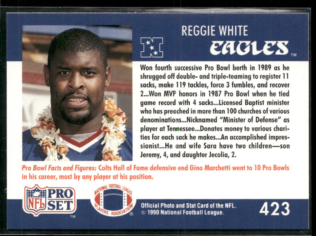Reggie White 1990 Pro Set #423 Philadelphia Eagles