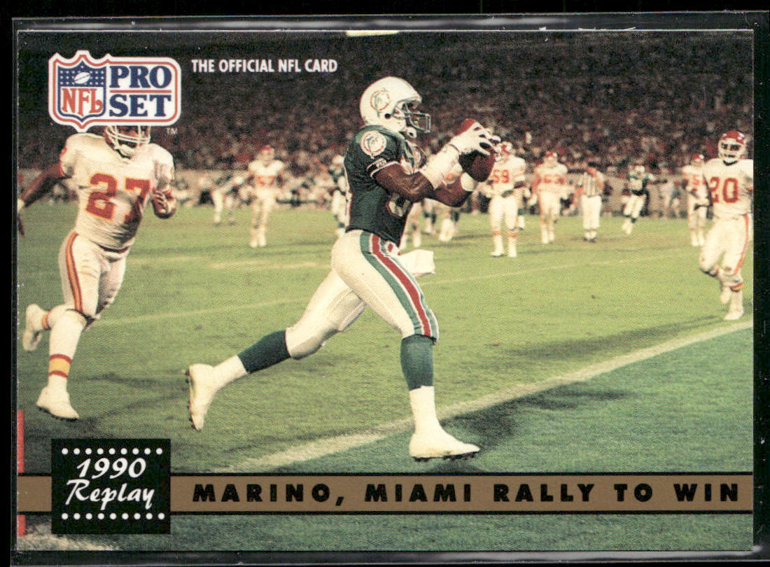 Marino, Miami Rally To Win 1991 Pro Set #340b Miami Dolphins