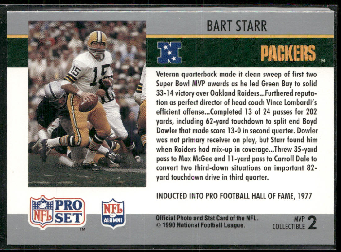 Bart Starr 1990 Pro Set Super Bowl MVP Collectibles #2 Green Bay Packers