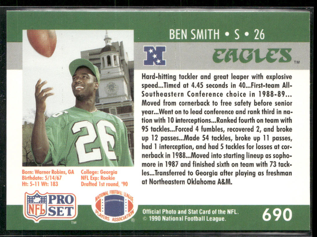 Ben Smith 1990 Pro Set #690 RC Philadelphia Eagles