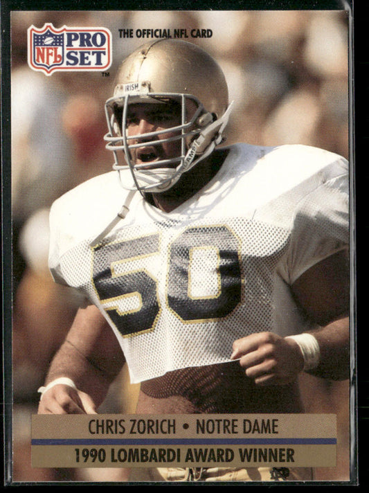 Chris Zorich 1991 Pro Set #33 RC Notre Dame Fighting Irish