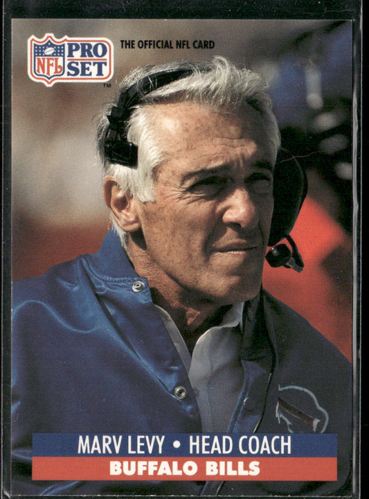 Marv Levy 1991-92 Pro Set Super Bowl XXVI Binder #90 Buffalo Bills