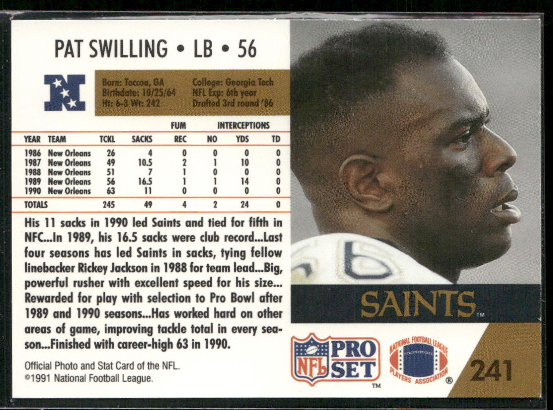 Pat Swilling 1991 Pro Set #241 New Orleans Saints