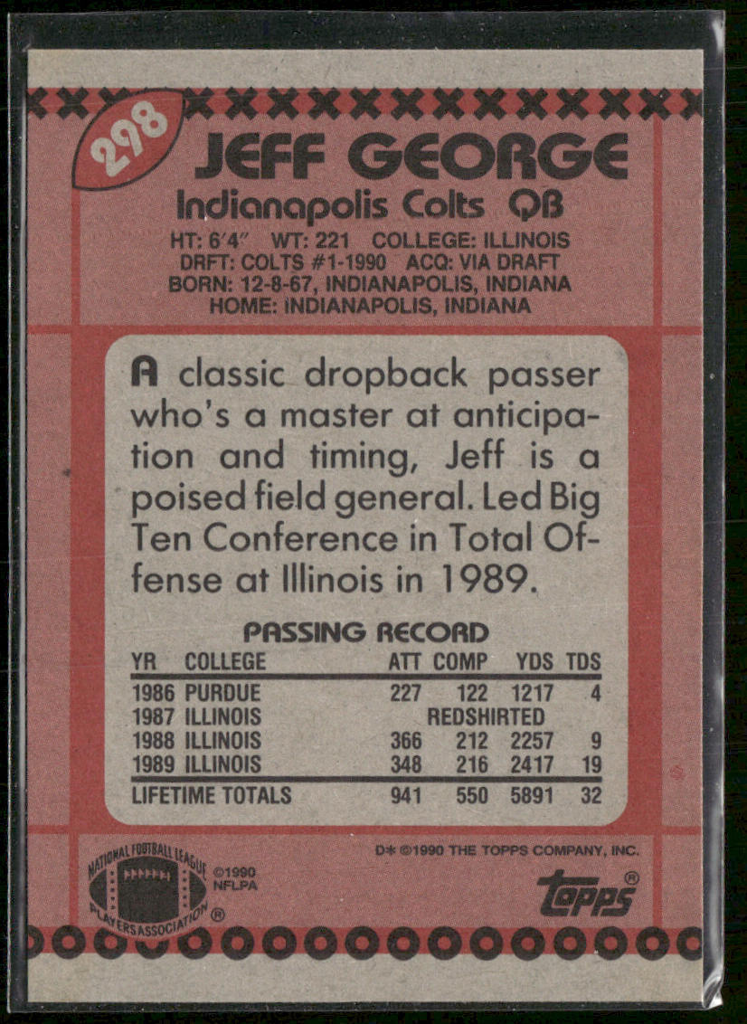 Jeff George 1990 Topps #298 RC Indianapolis Colts