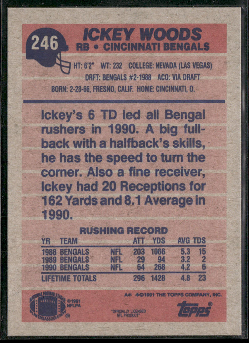 Ickey Woods 1991 Topps #246 Cincinnati Bengals