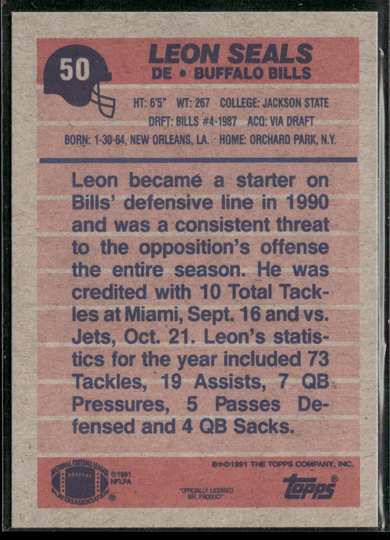 Leon Seals 1991 Topps #50 Buffalo Bills