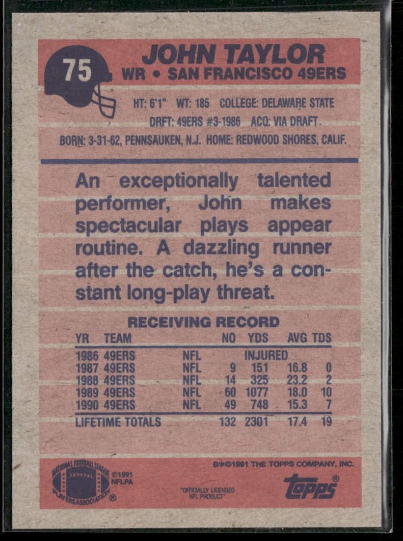 John Taylor 1991 Topps #75 San Francisco 49ers