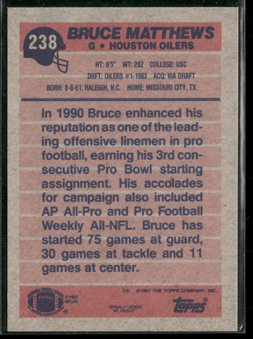 Bruce Matthews 1991 Topps #238 Houston Oilers