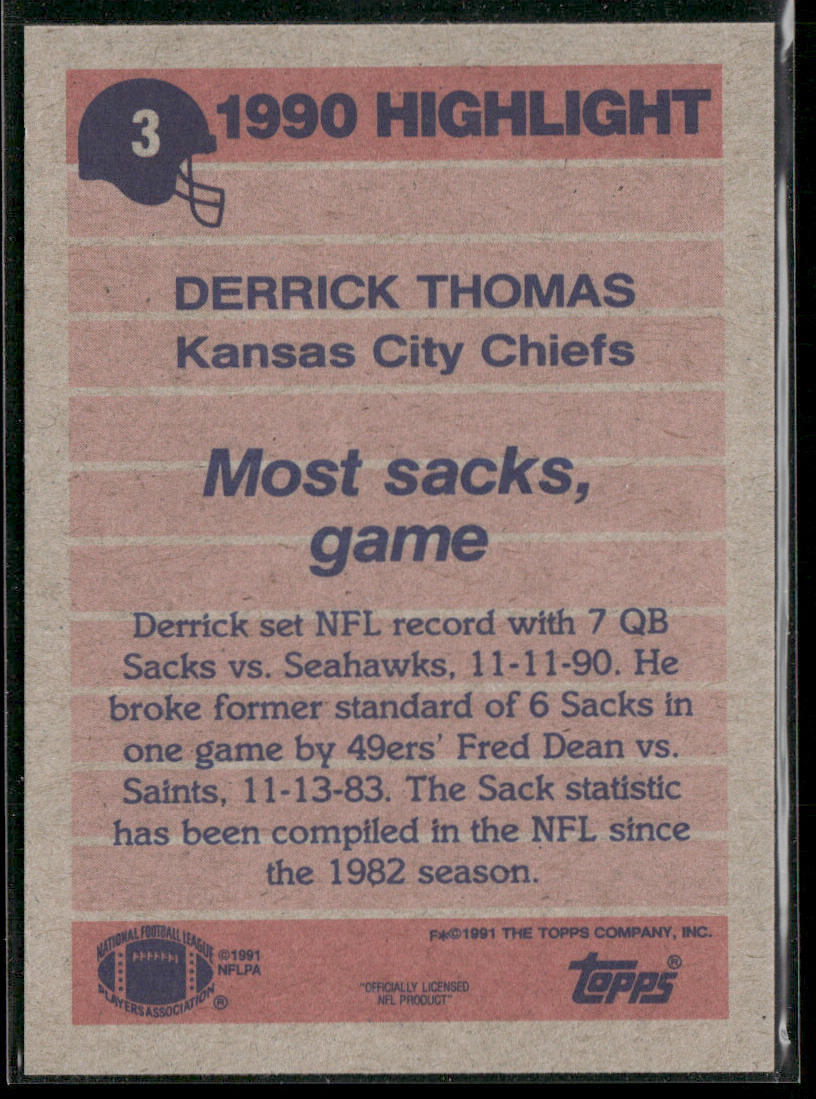 Derrick Thomas 1991 Topps #3b Kansas City Chiefs