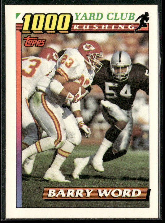 Barry Word 1991 Topps 1000 Yard Club #16 Kansas City Chiefs