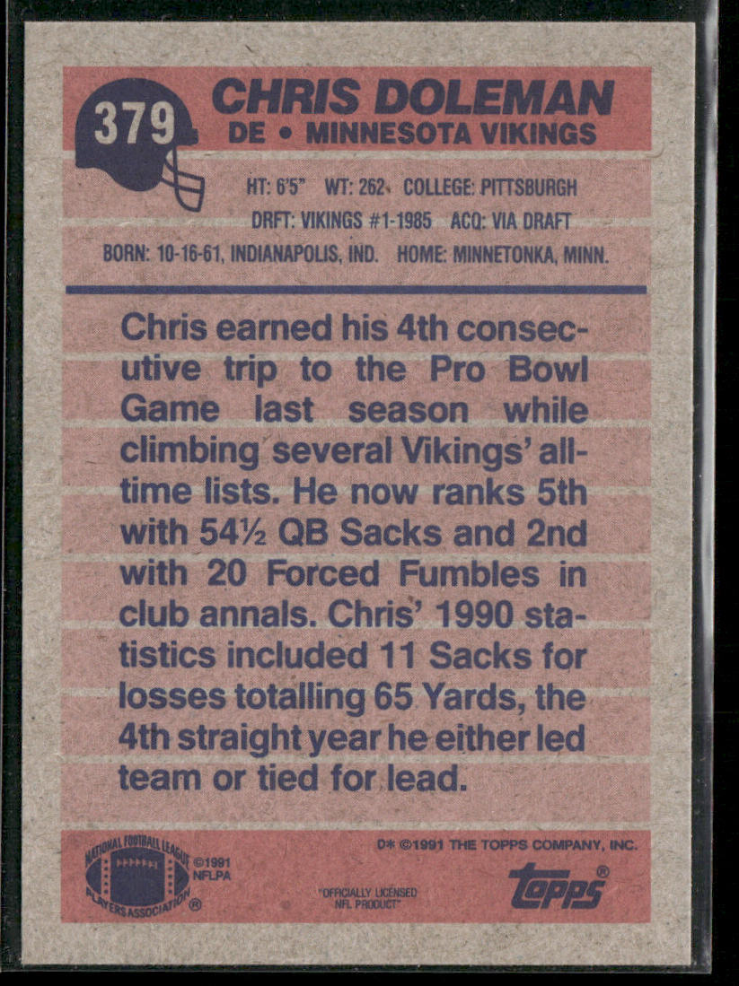 Chris Doleman 1991 Topps #379 Minnesota Vikings