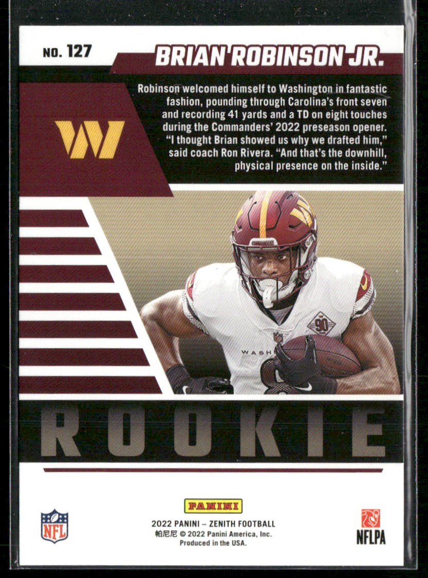 Brian Robinson Jr. 2022 Zenith Retail #127 RC Washington Commanders