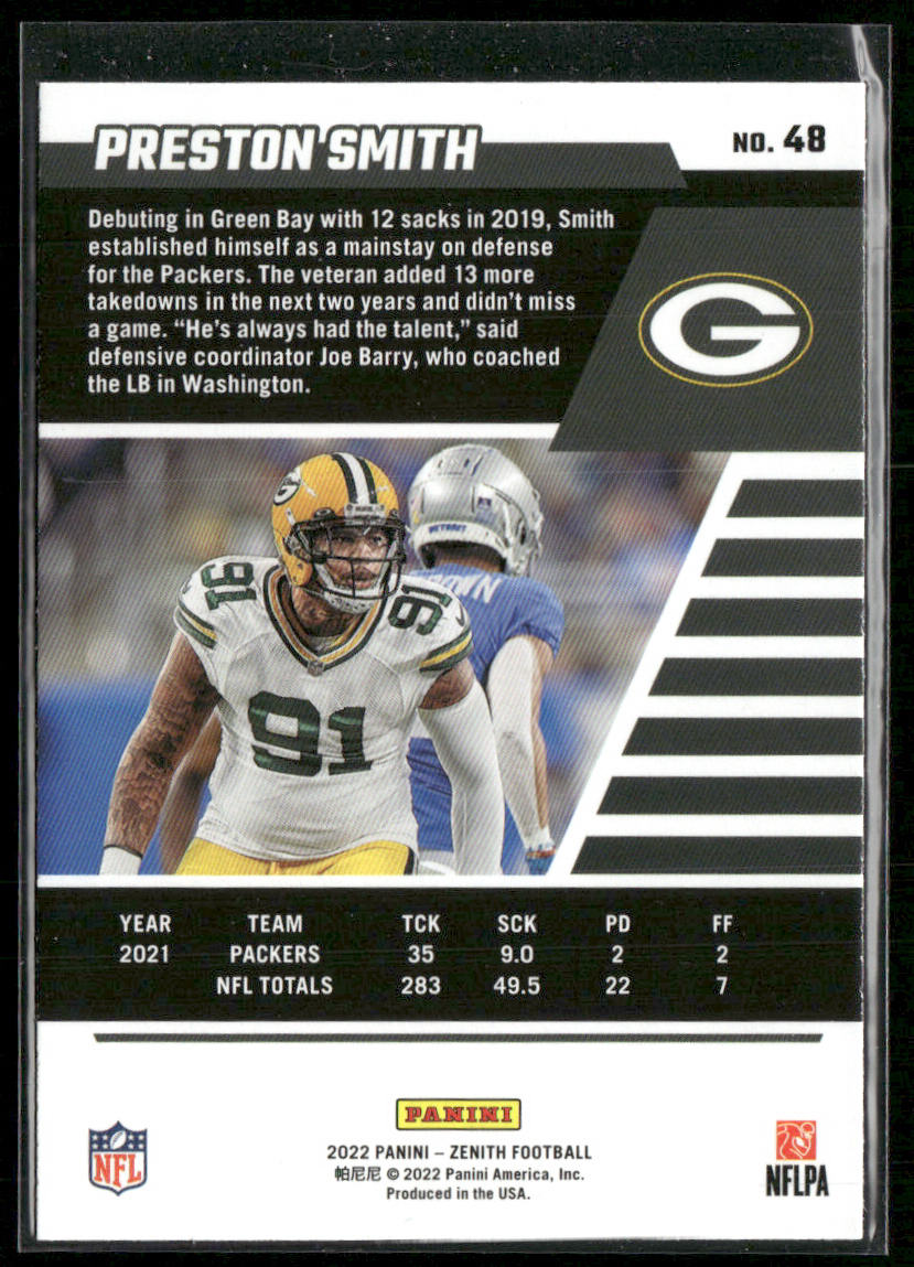 Preston Smith 2022 Zenith Retail #48 Green Bay Packers