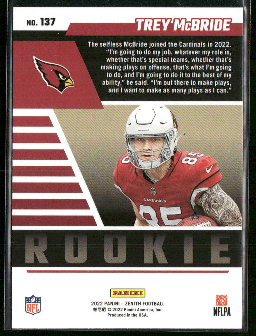 Trey McBride 2022 Zenith Retail #137 RC Arizona Cardinals