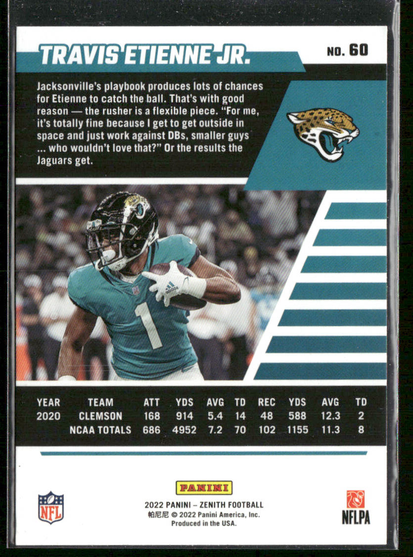 Travis Etienne Jr. 2022 Zenith Retail #60 Jacksonville Jaguars
