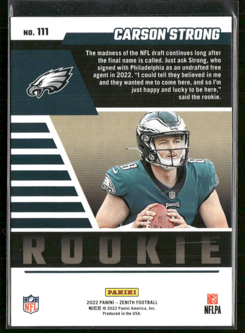 Carson Strong 2022 Zenith Retail #111 RC Philadelphia Eagles