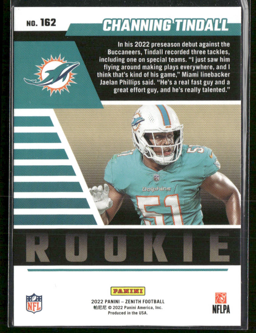 Channing Tindall 2022 Zenith Retail #162 RC Miami Dolphins