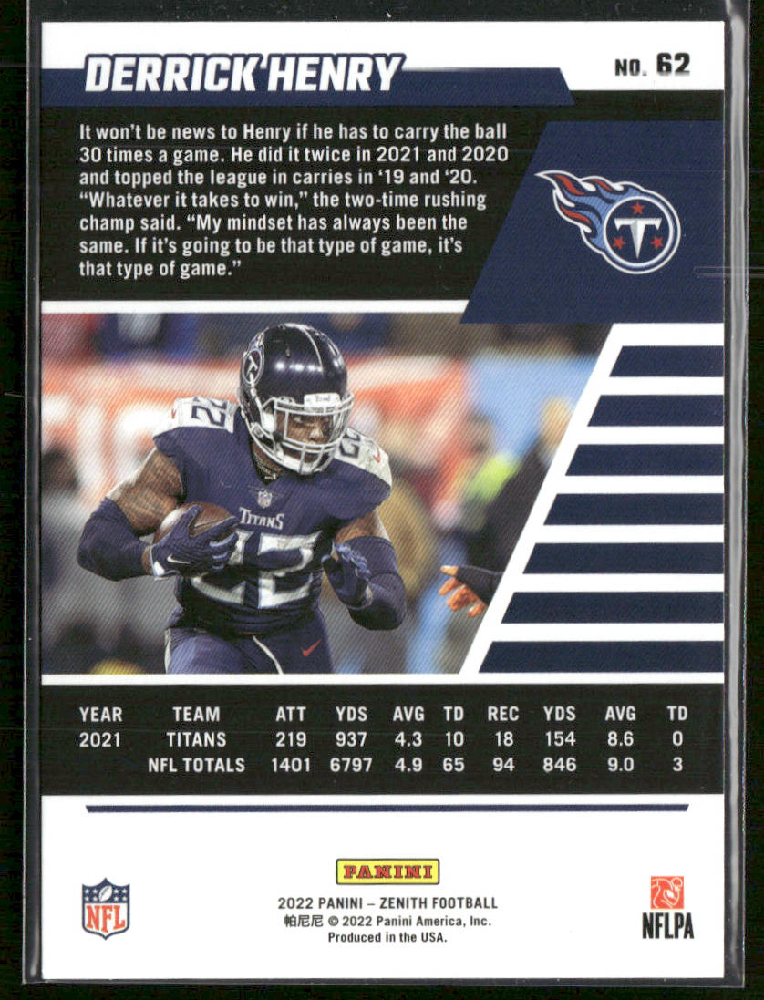 Derrick Henry 2022 Zenith Retail #62 Tennessee Titans