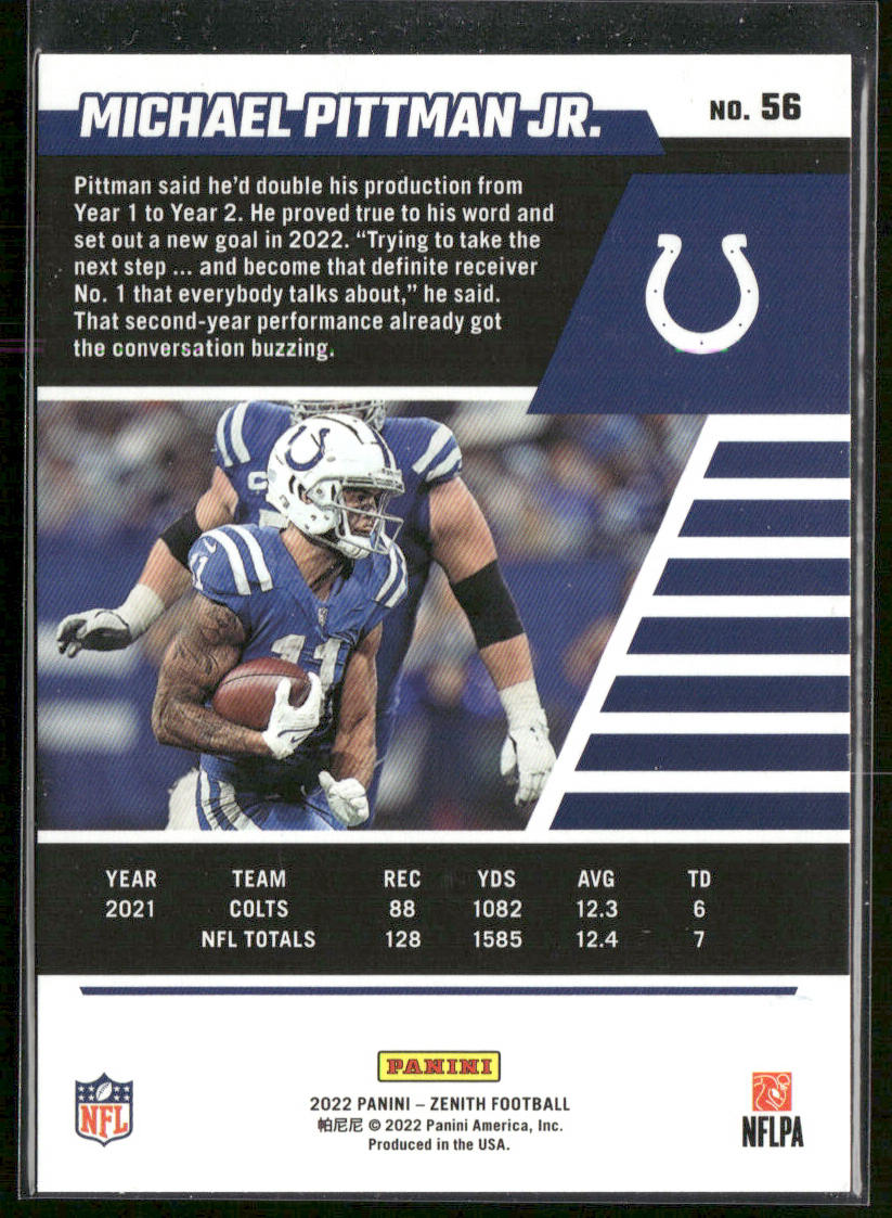 Michael Pittman Jr. 2022 Zenith Retail #56 Indianapolis Colts