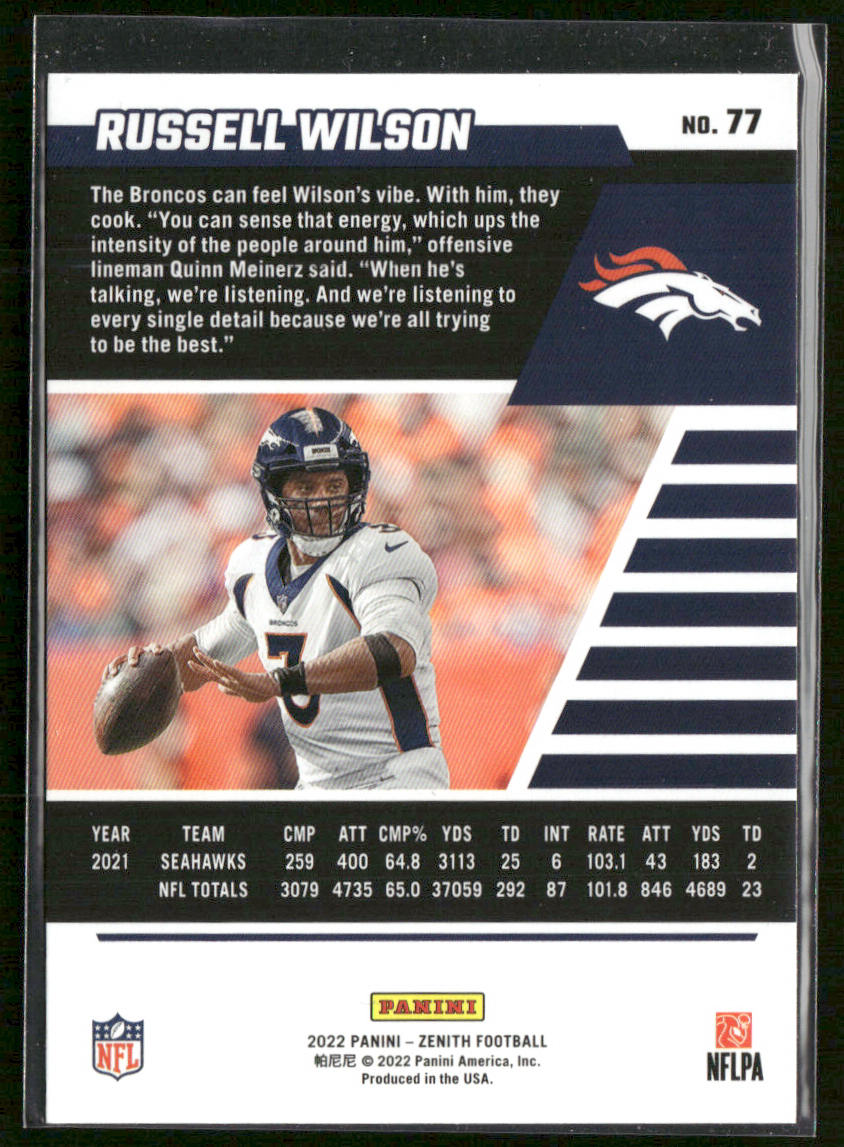 Russell Wilson 2022 Zenith Retail #77 Denver Broncos