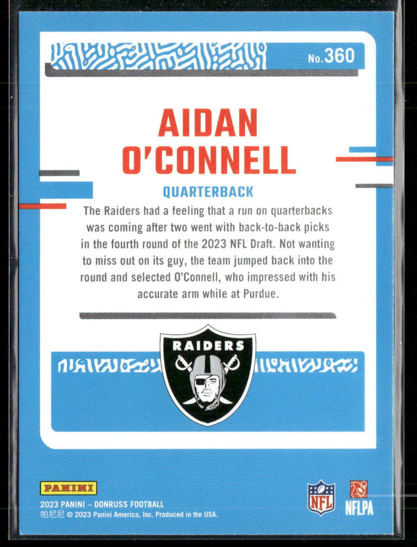Aidan O'Connell 2023 Donruss #360 RC Las Vegas Raiders
