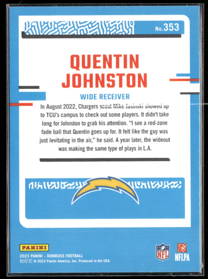 Quentin Johnston 2023 Donruss #353 RC Los Angeles Chargers