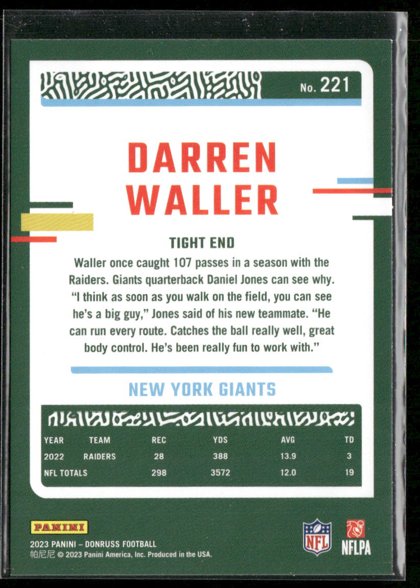 Darren Waller 2023 Donruss #221 New York Giants