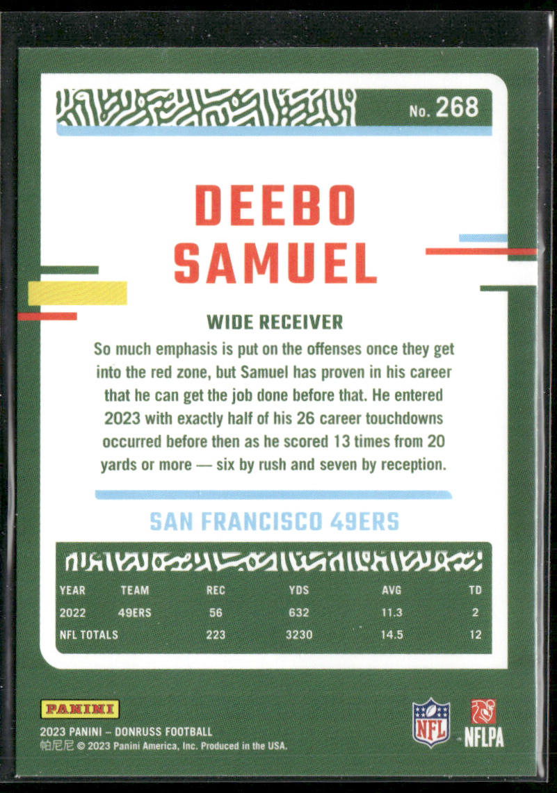 Deebo Samuel 2023 Donruss #268 San Francisco 49ers