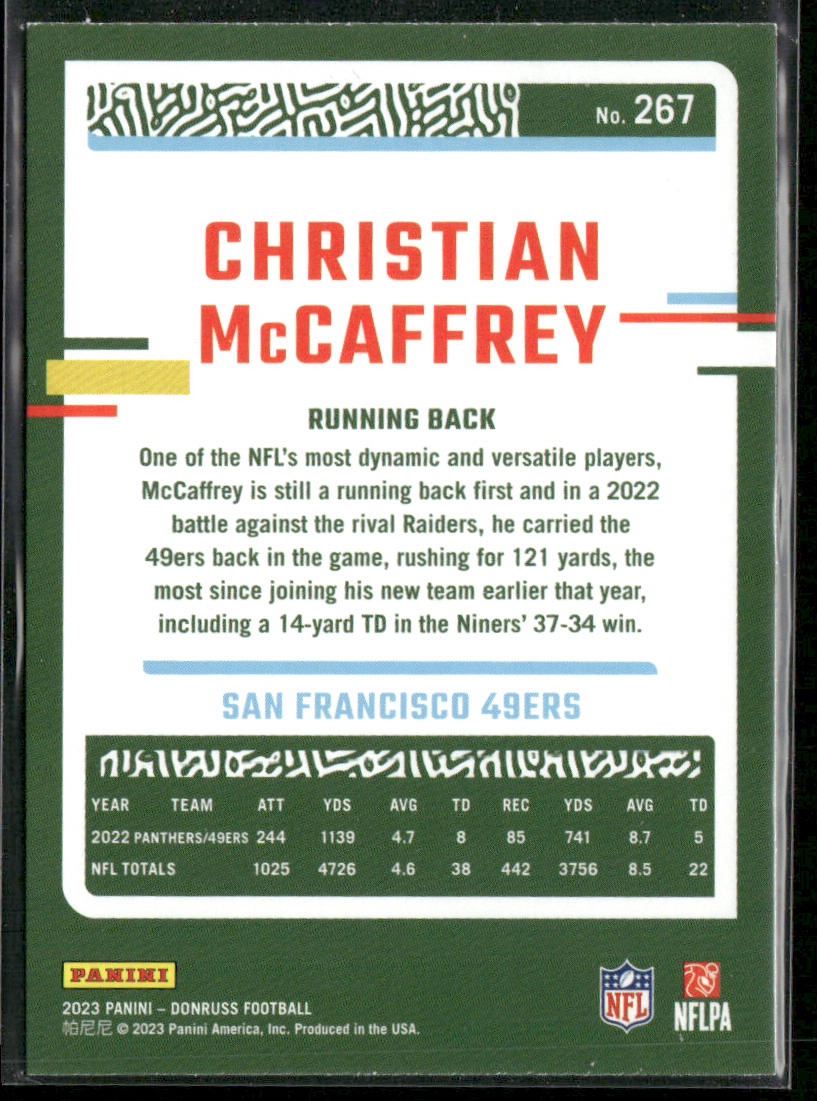 Christian McCaffrey 2023 Donruss #267 San Francisco 49ers