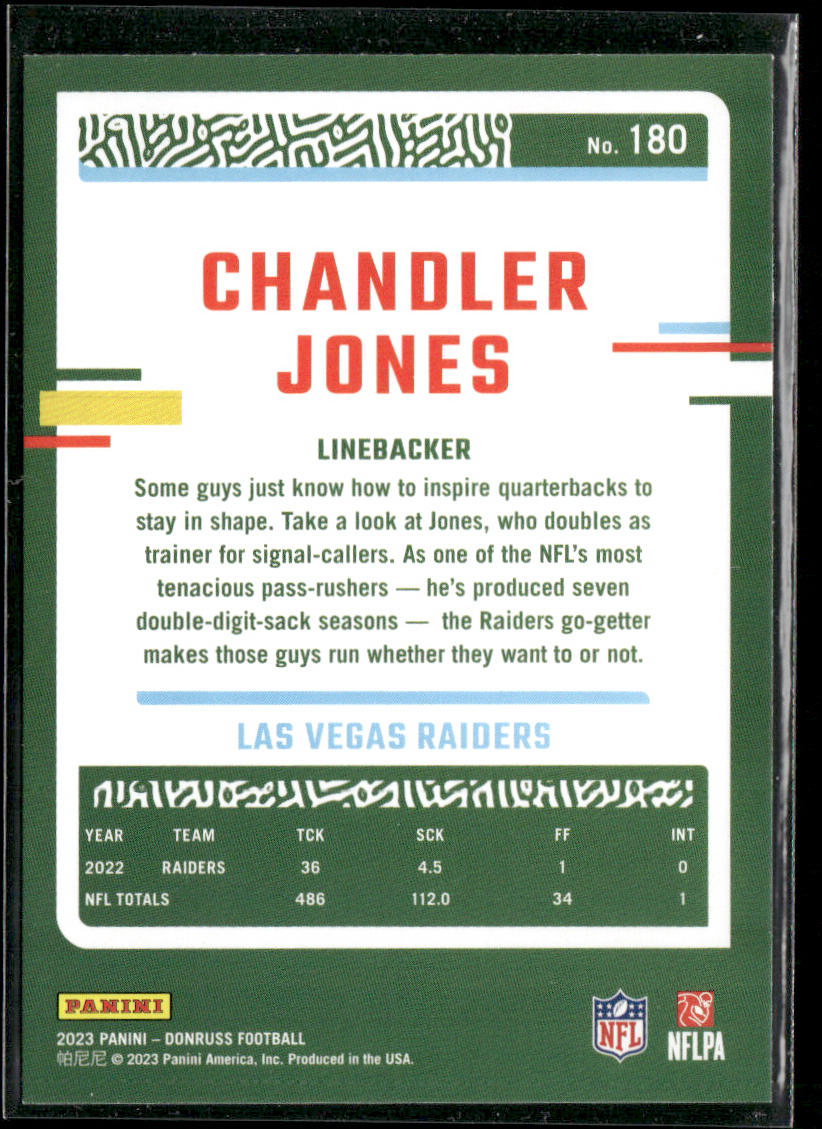Chandler Jones 2023 Donruss #180 Las Vegas Raiders