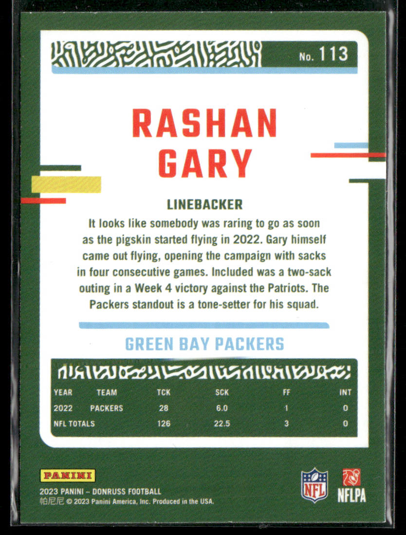 Rashan Gary 2023 Donruss #113 Green Bay Packers
