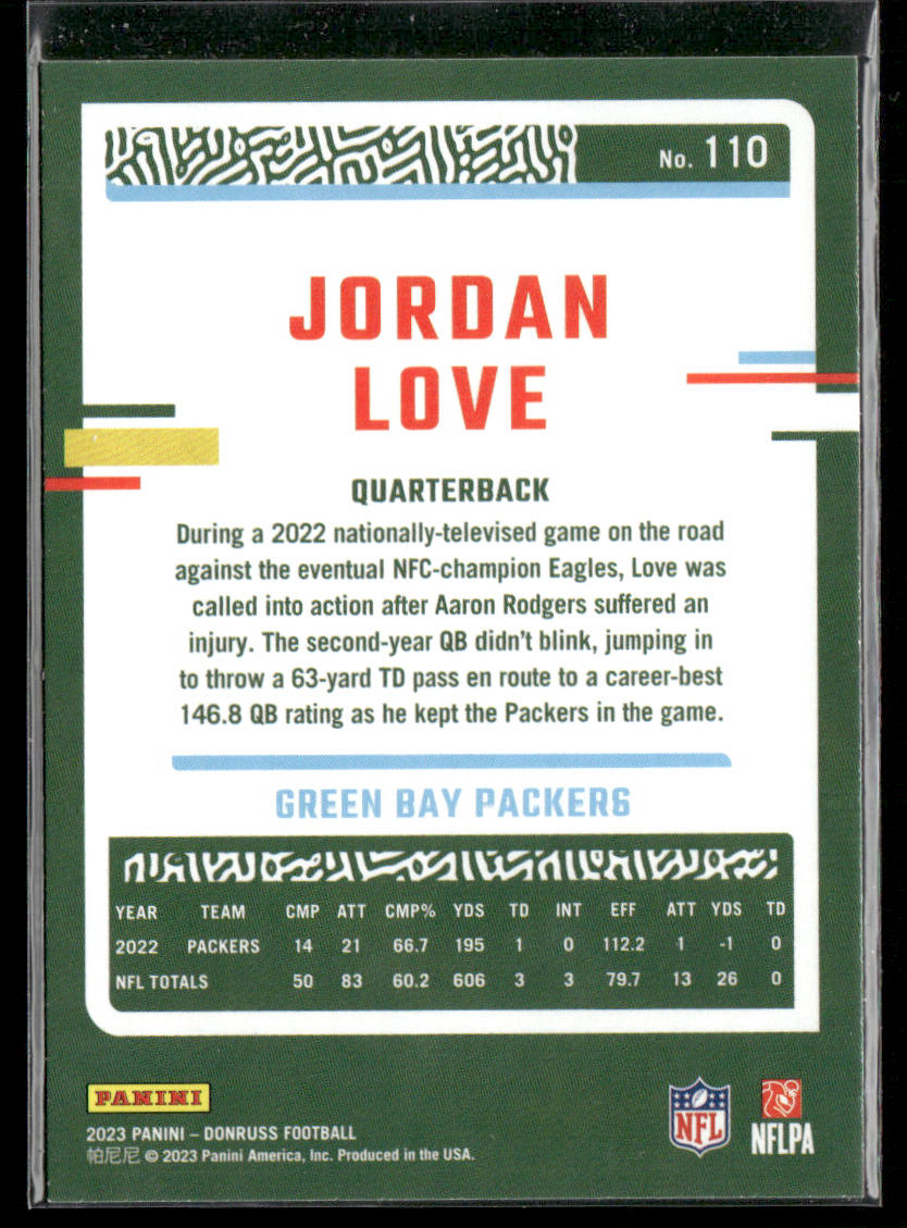 Jordan Love 2023 Donruss #110 Green Bay Packers