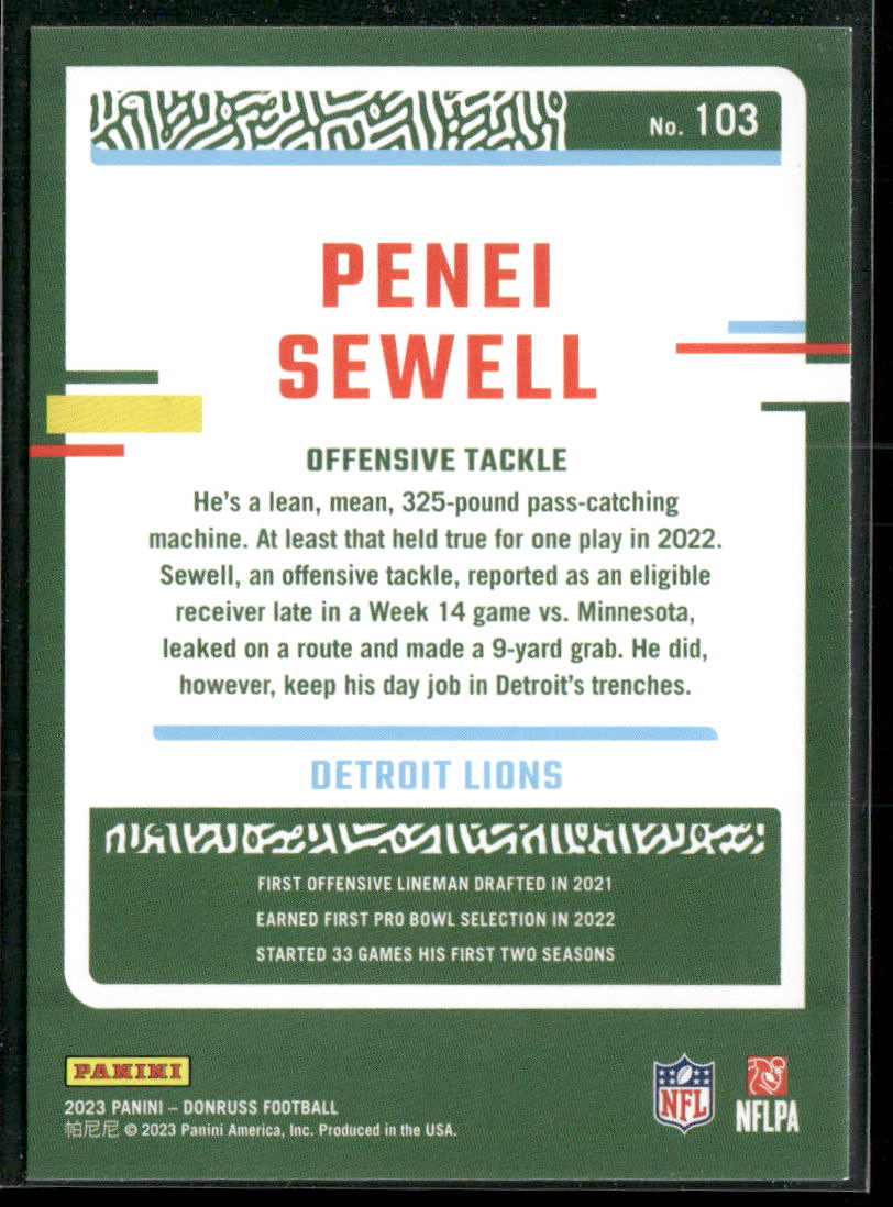 Penei Sewell 2023 Donruss #103 Detroit Lions