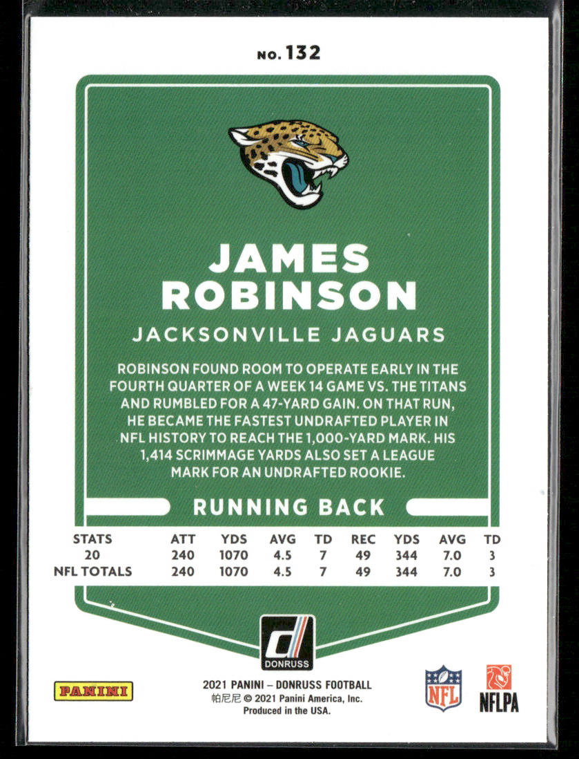James Robinson 2021 Donruss #132 Jacksonville Jaguars