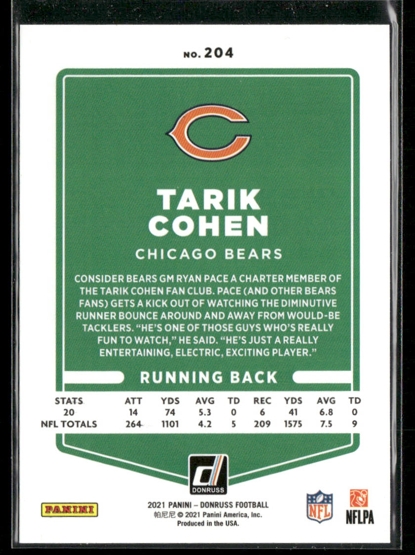 Tarik Cohen 2021 Donruss #204 Chicago Bears