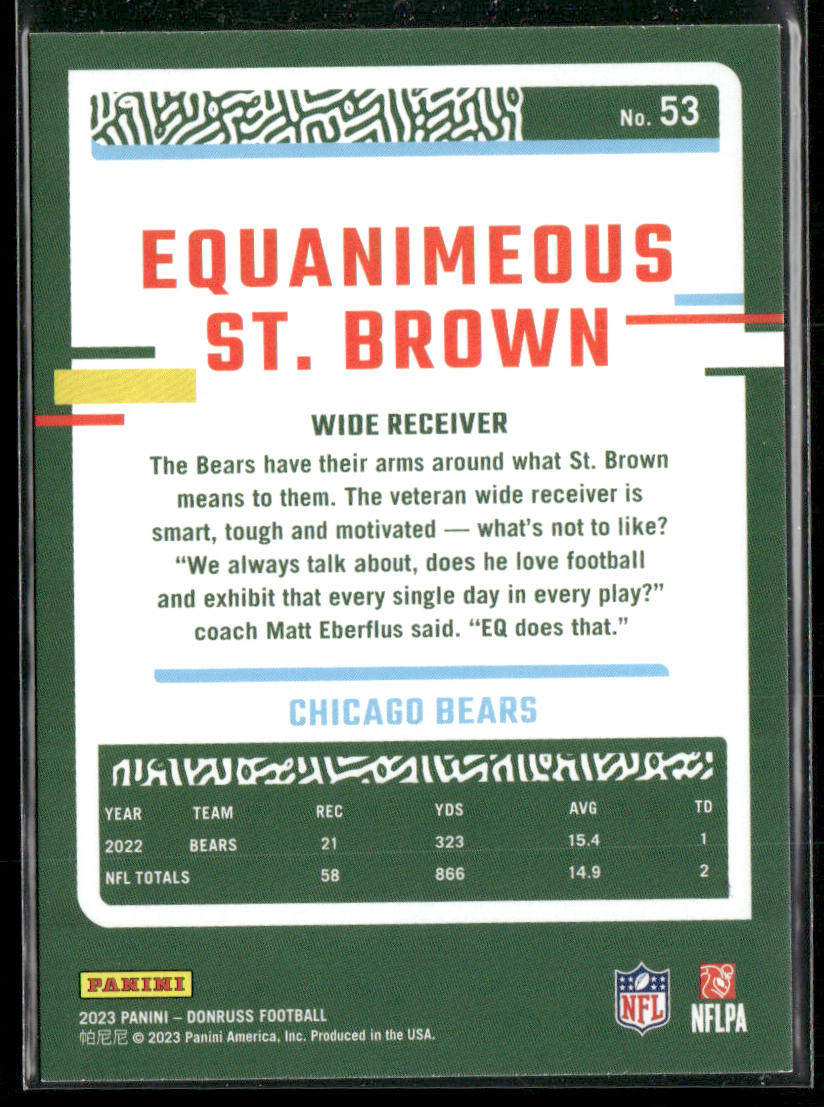 Equanimeous St. Brown 2023 Donruss #53 Chicago Bears