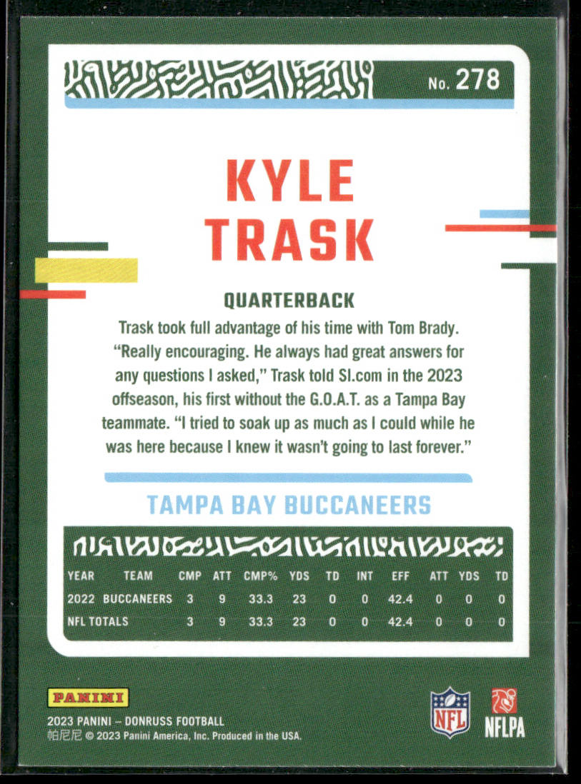 Kyle Trask 2023 Donruss #278 Tampa Bay Buccaneers