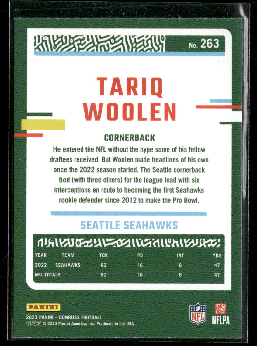 Tariq Woolen 2023 Donruss Press Proof Blue #263 Seattle Seahawks