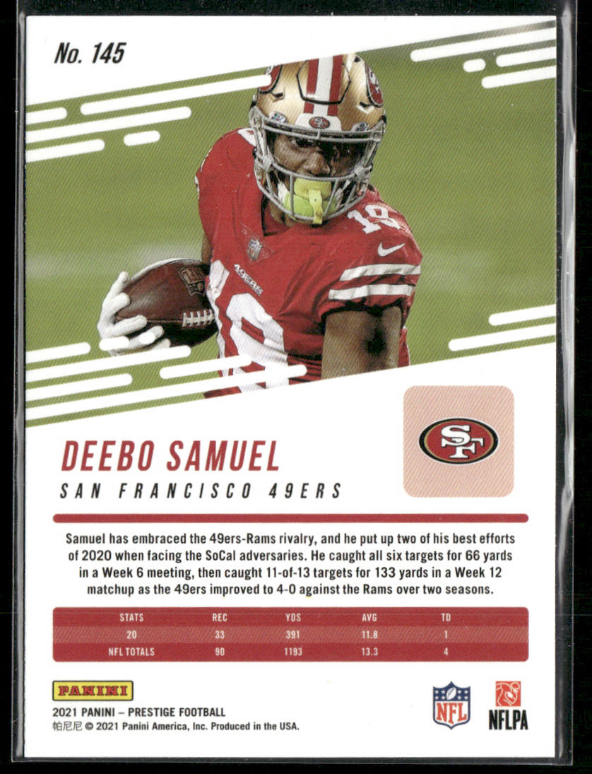 Deebo Samuel 2021 Panini Prestige #145 San Francisco 49ers