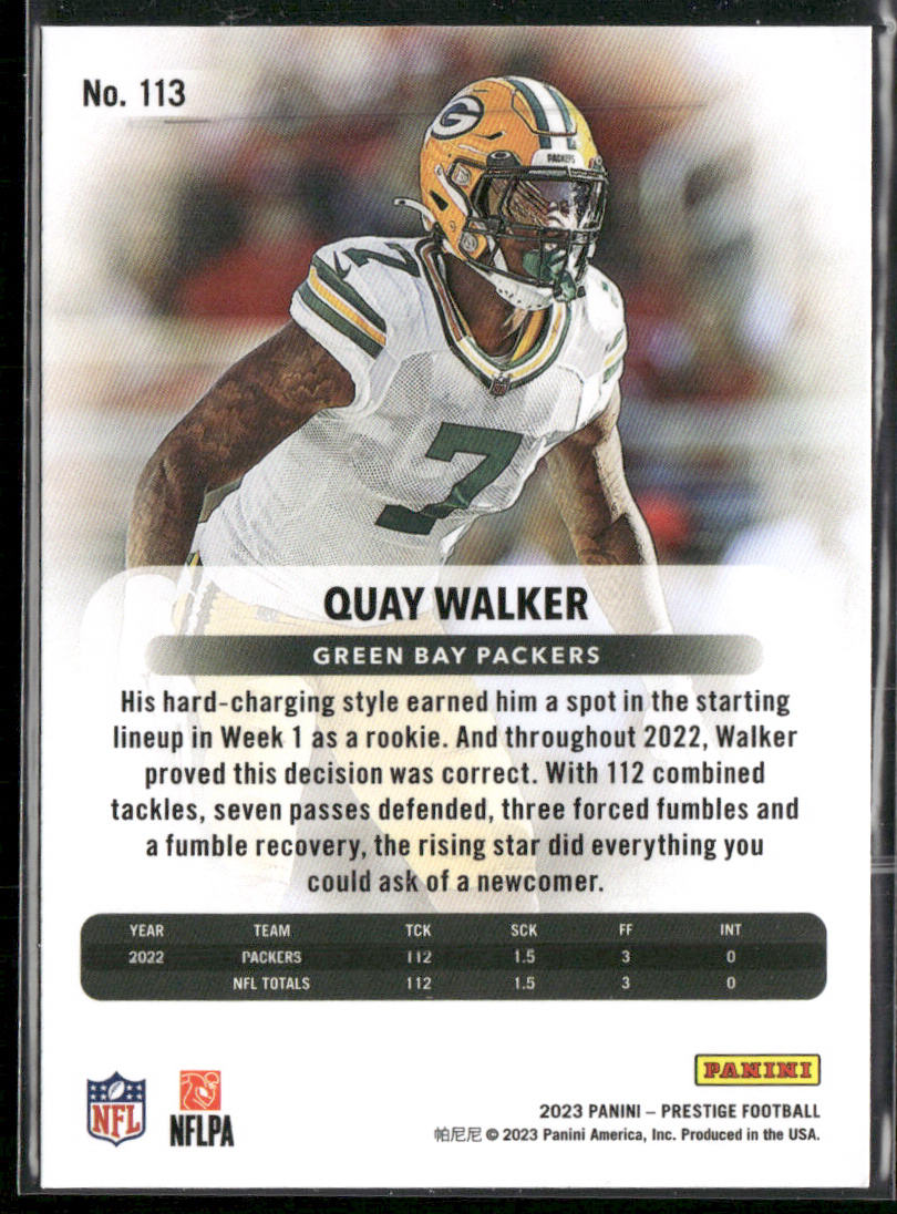 Quay Walker 2023 Panini Prestige #113 Green Bay Packers