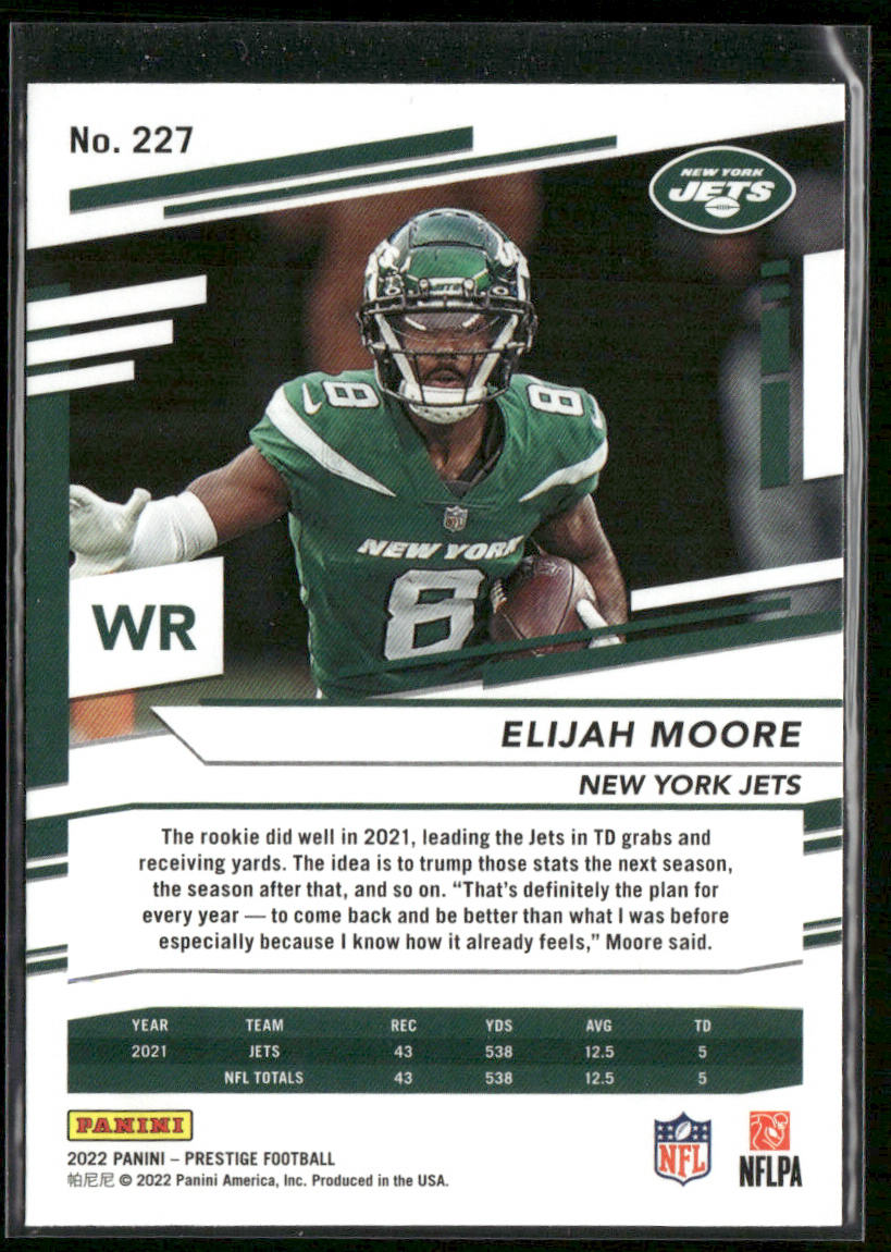 Elijah Moore 2022 Panini Prestige #227 New York Jets