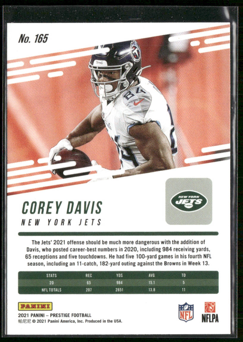 Corey Davis 2021 Panini Prestige #165 New York Jets