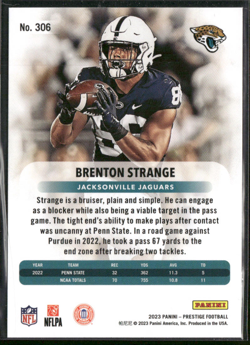 Brenton Strange 2023 Panini Prestige #306 RC Jacksonville Jaguars