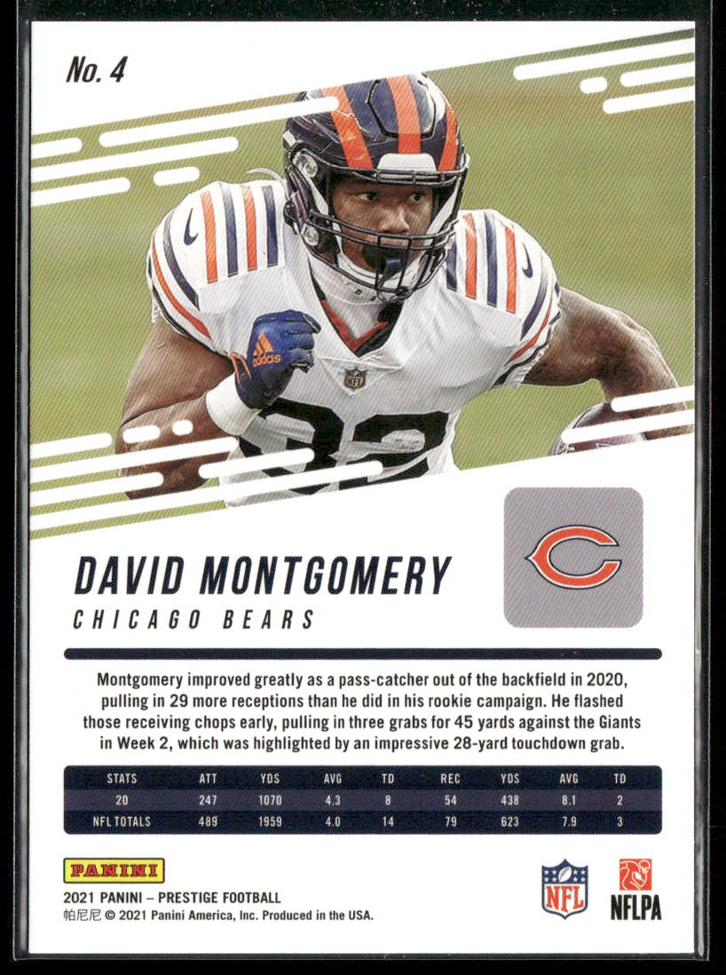 David Montgomery 2021 Panini Prestige #4 Chicago Bears