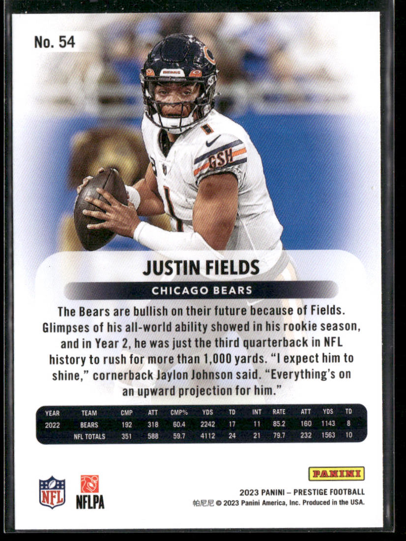 Justin Fields 2023 Panini Prestige #54 Chicago Bears