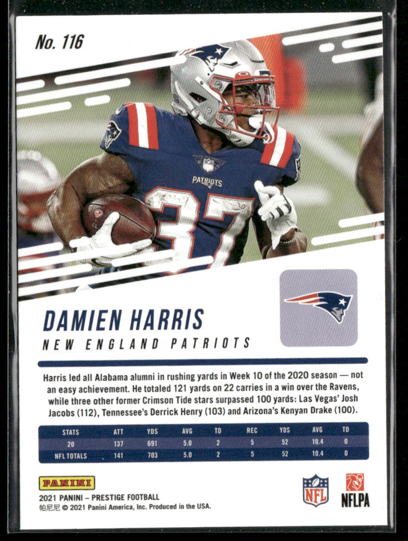 Damien Harris 2021 Panini Prestige #116 New England Patriots