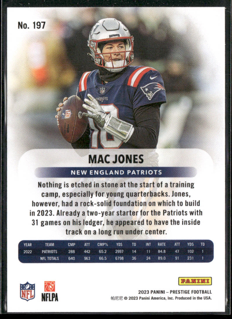 Mac Jones 2023 Panini Prestige #197 New England Patriots