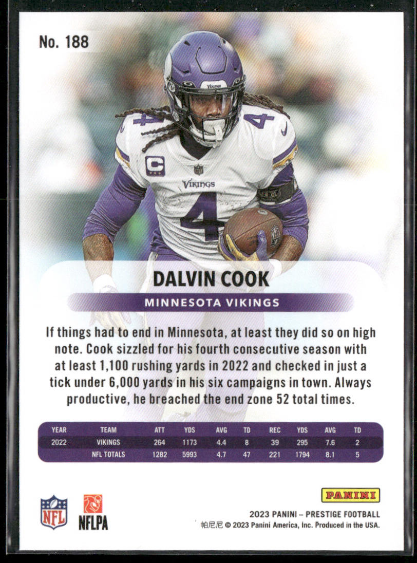 Dalvin Cook 2023 Panini Prestige #188 Minnesota Vikings